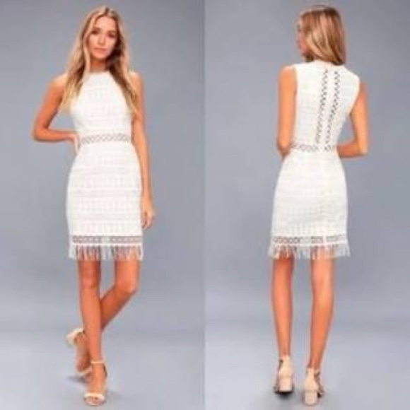 Lulu's NWT Kenna White Crochet Lace Sleeveless Bodycon Dress Size XS - Picture 1 of 9